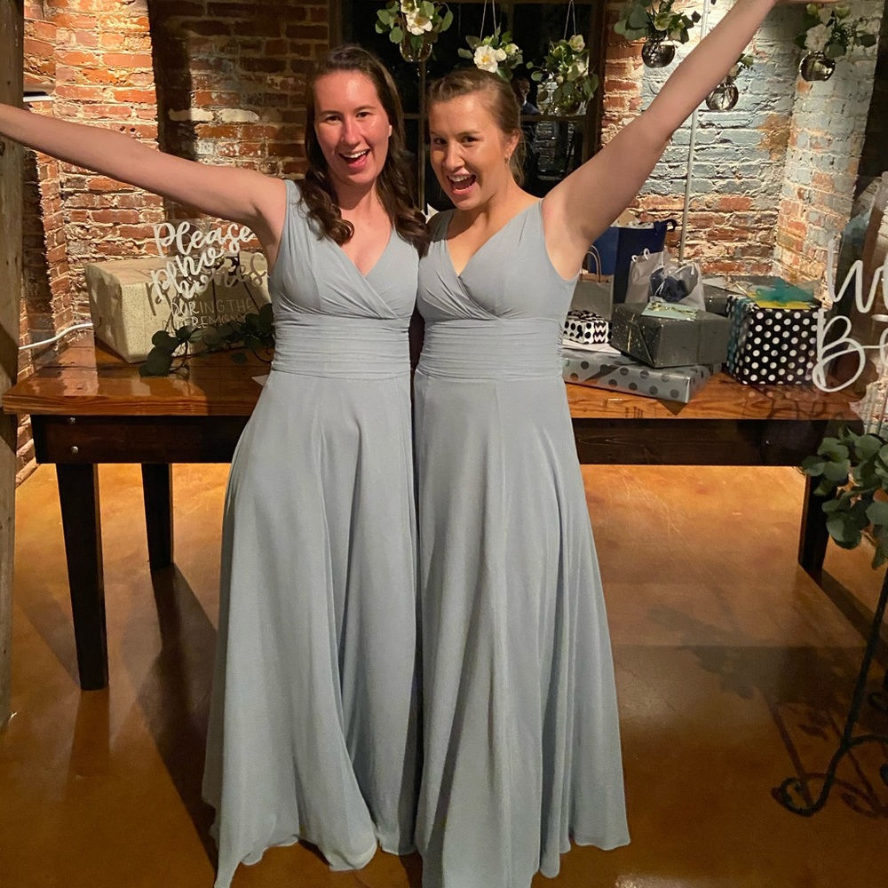 David’s Bridal Dusty Blue, size 6